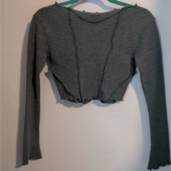 Urban Outfitters Green Fitted Crop Blouse - Picture 2 of 3